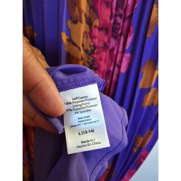 SOFIA VERGARA Sleeveless Pleated Dark Floral Midi Dress L 12/14 Boho Fairy Party - Picture 9 of 11